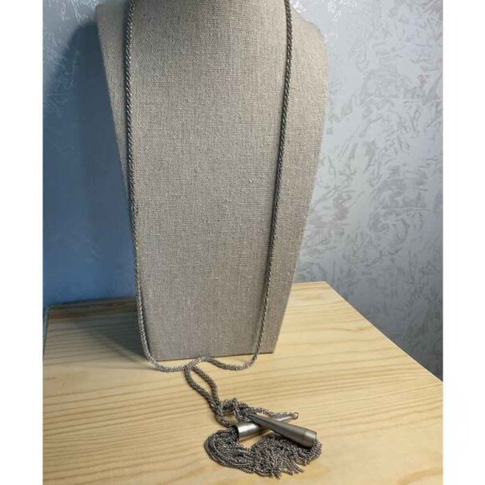 Silver Multi-Chain Layered Pendant Necklace
